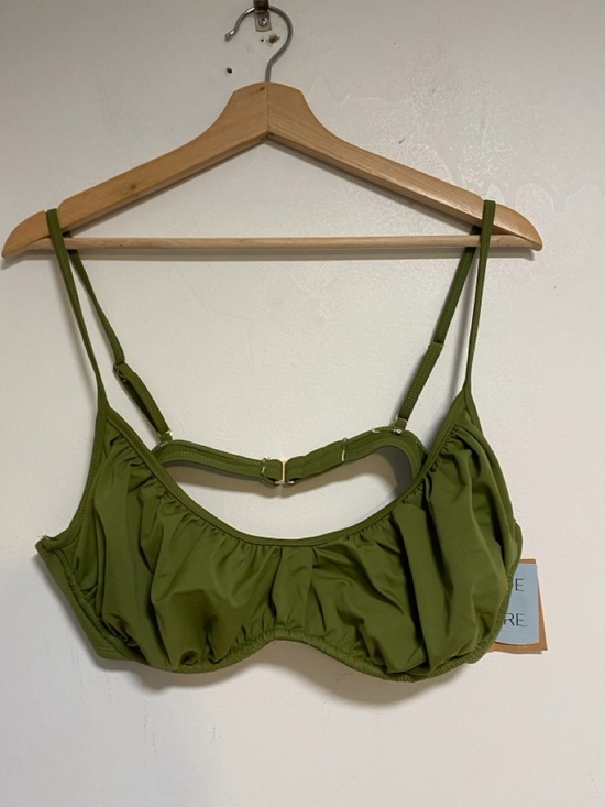 Shade & Shore Olive Green Bikini Top XL (16) Adjustable Strap Swim Top NWT - Picture 2 of 13